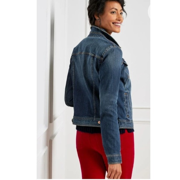 Talbots Tartan Lined Jean Jacket Judy Wash L Preppy Quiet Luxury Coastal - Picture 10 of 12